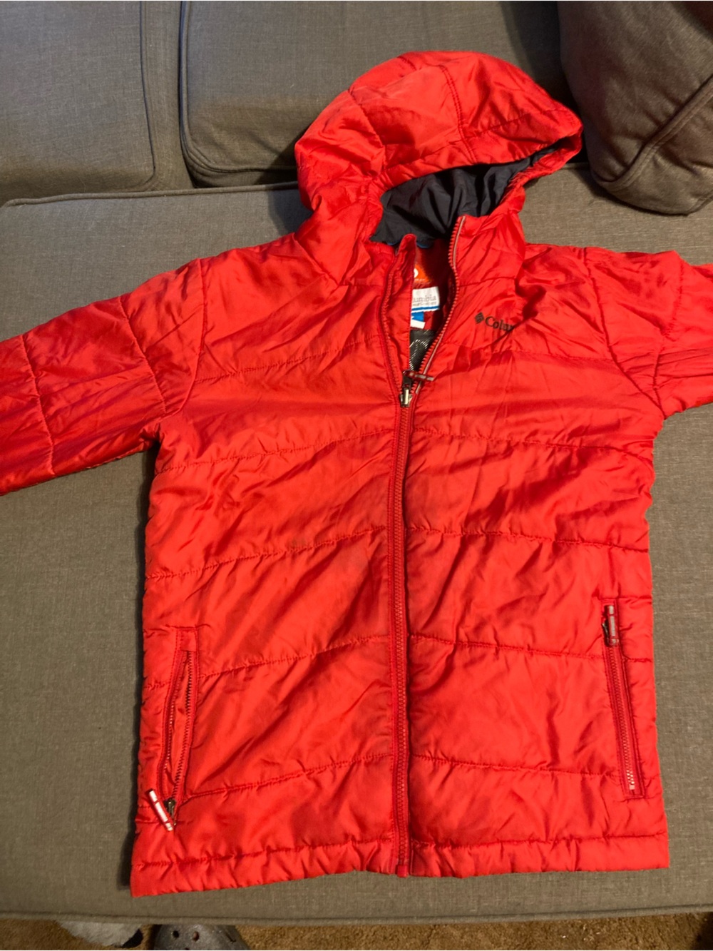 Columbia Red Quilted Hooded Jacket